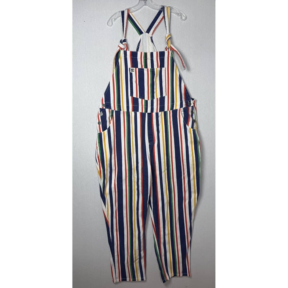 Lucy & Yak Overalls Dungarees Rainbow Striped Colorful Rare Womens Sz US 18R
